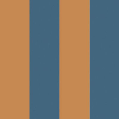 Big Stripes Wallpaper - Blue / Caramel