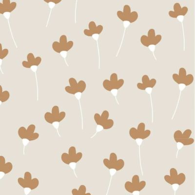 Papier peint Marguerites - Beige / Cannelle