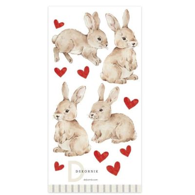 Sticker mural - Lapins & Cœurs Rouge