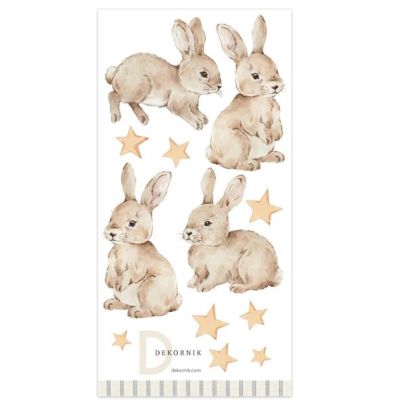 Sticker mural - Lapins & Étoiles Beige