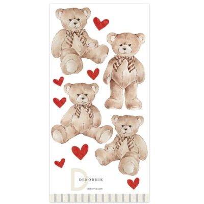 Sticker mural - Oursons & Cœurs Rouge