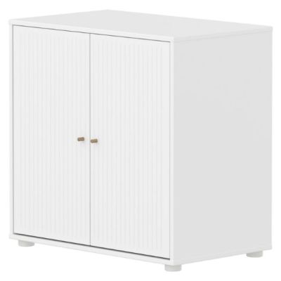 Saga 2 Doors Cupboard - Grooves White / Oak
