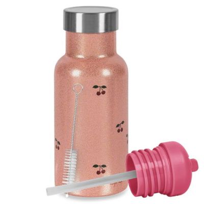 Trinkflasche aus Metall - Kirschen Glitzer