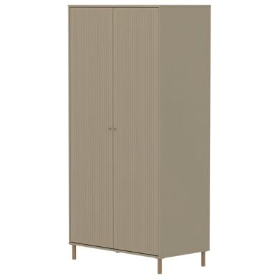 Saga 2 Doors Wardrobe - Oak Feet - Grooves Oat / Oak