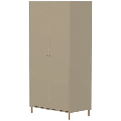 Saga 2 Doors Wardrobe - Oak Feet - Oat / Oak