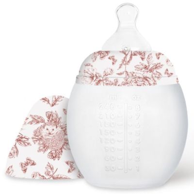BibRond Anti-Colic Silicone Feeding Bottle 240 ml - Tartine et Chocolat - Toile de Jouy Terracotta