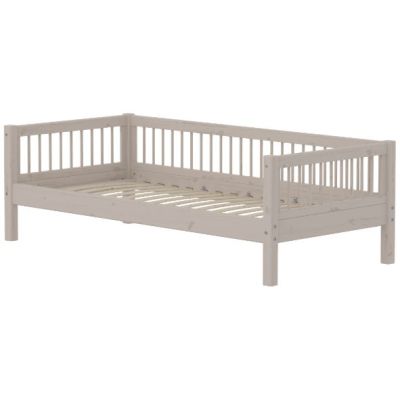 Classic Day Bed 90 x 200 cm - Slatted Sides - Whitewashed Grey