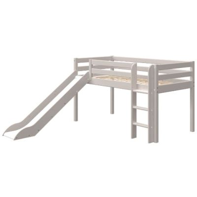Classic Mid-High Bed with Slide 90 x 200 cm - Whitewashed Grey