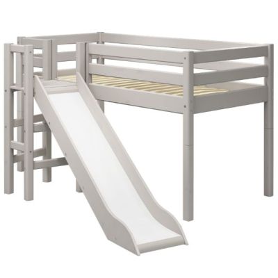 Classic Mid-High Bed with Side Slide 90 x 200 cm - Whitewashed Grey