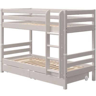 Classic Bunk Bed with Storage Drawers 90 x 200 cm - Whitewashed Grey