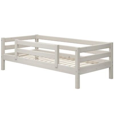 Classic Single Bed with Safety Rail 90 x 200 cm - Whitewash