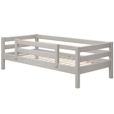 Classic Single Bed with Safety Rail 90 x 200 cm - Whitewashed Grey