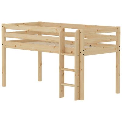 Lit mi-hauteur (120 cm) Raw - Echelle droite - Pin
