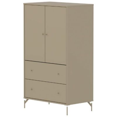 Saga 2 Doors & 2 Drawers Wardrobe - Metal Feet - Oat / Oat