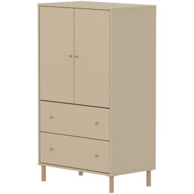 Saga 2 Doors & 2 Drawers Wardrobe - Oak Feet - Oat / Oak