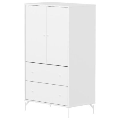 Saga 2 Doors & 2 Drawers Wardrobe - Metal Feet - White / White