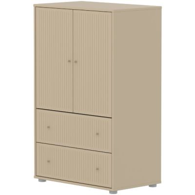 Saga 2 Doors & 2 Drawers Wardrobe - Grooves Oat / Oat