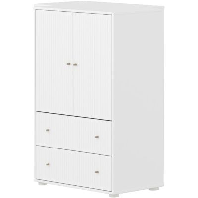 Saga 2 Doors & 2 Drawers Wardrobe - Grooves White / Oat