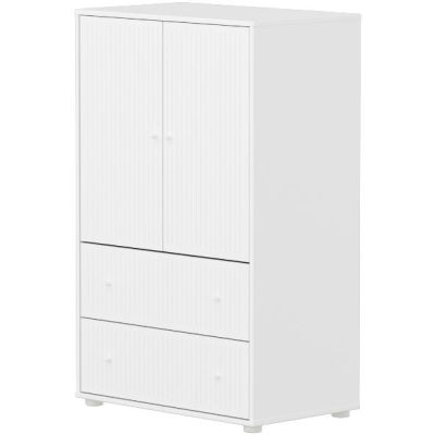 Saga 2 Doors & 2 Drawers Wardrobe - Grooves White / White