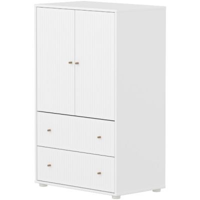 Saga 2 Doors & 2 Drawers Wardrobe - Grooves White / Oak