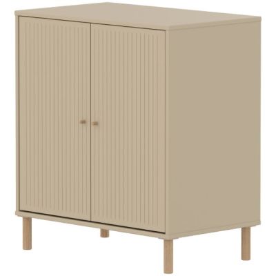 Saga 2 Doors Cupboard - Oak Feet - Grooves Oat / Oak