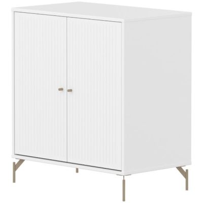 Saga 2 Doors Cupboard - Metal Feet - Grooves White / Oat