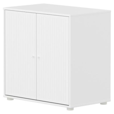Saga 2 Doors Cupboard - Grooves White / White
