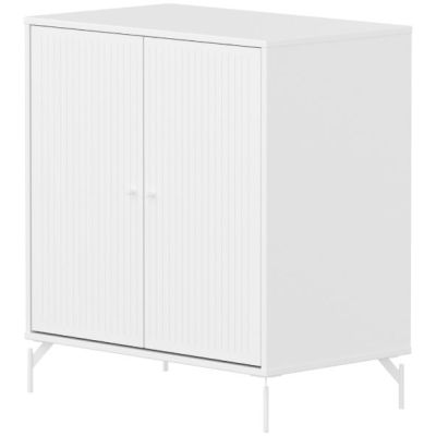 Saga 2 Doors Cupboard - Metal Feet - Grooves White / White