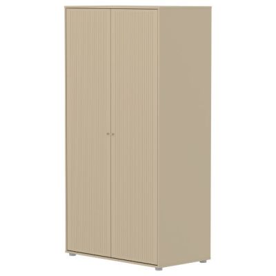 Saga 2 Doors Wardrobe - Metal Feet - Grooves Oat / Oat