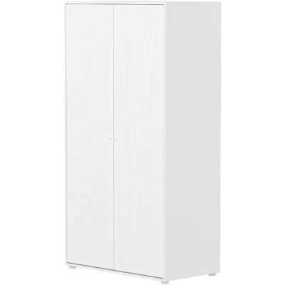 Saga 2 Doors Wardrobe - Grooves White / White