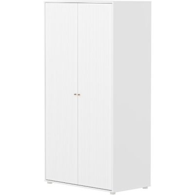 Saga 2 Doors Wardrobe - Grooves White / Oak