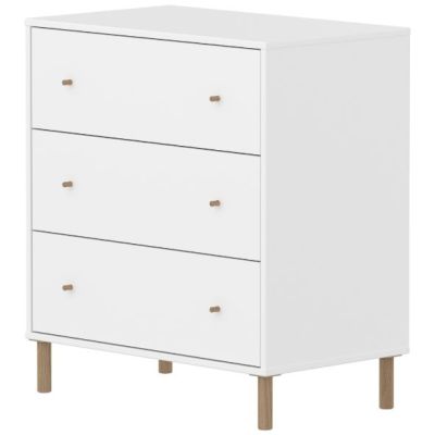 Saga Dresser - 3 Drawers - Oak Feet - White / Oak