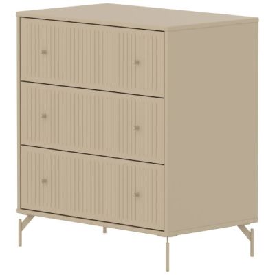 Saga Dresser - 3 Drawers - Metal Feet - Grooves Oat / Oat