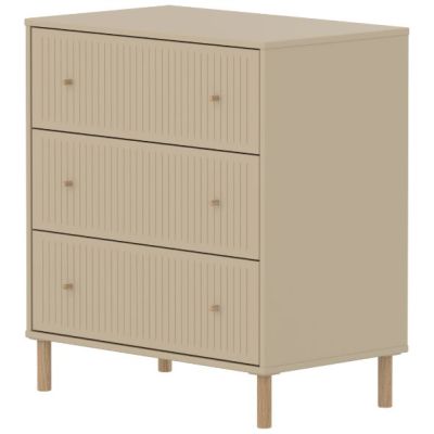 Saga Dresser - 3 Drawers - Oak Feet - Grooves Oat / Oak