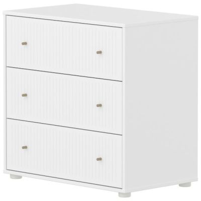 Saga Dresser - 3 Drawers - Grooves White / Oat