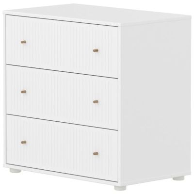 Saga Dresser - 3 Drawers - Grooves White / Oak