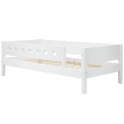 Lit simple avec barrière de sécurité 3/4 White 90 x 200 cm - Barrière perforée - Blanc