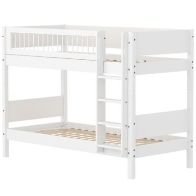 Lit superposé White 90 x 200 cm - Barrière à barreaux - Blanc