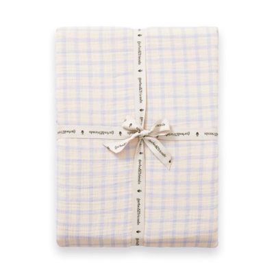 Drap housse Gaze de Coton 70 x 140 - Vichy Bleu Ciel