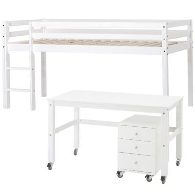 Lit mi-hauteur évolutif avec bureau & tiroirs Eco Dream 90 x 200 cm - Blanc