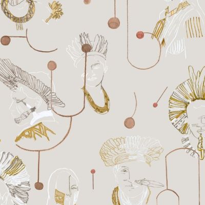 Papier Peint Constellations & Indiens Cinco - Beige