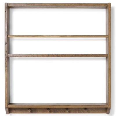 Eli Shelf with Hooks - Simple - Smoked Oak