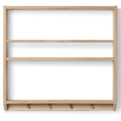 Eli Shelf with Hooks - Simple - Light Oiled Oak