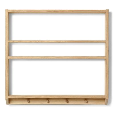 Eli Shelf with Hooks - Simple - Natural Oiled Oak