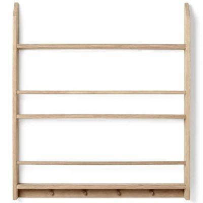 Eli Shelf with Hooks - Double - Light Oiled Oak