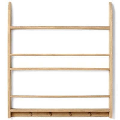 Eli Shelf with Hooks - Double - Natural Oiled Oak