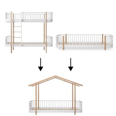 Wood Conversion Kit – Daybed / Bunk Bed to House Bed – White / Oak