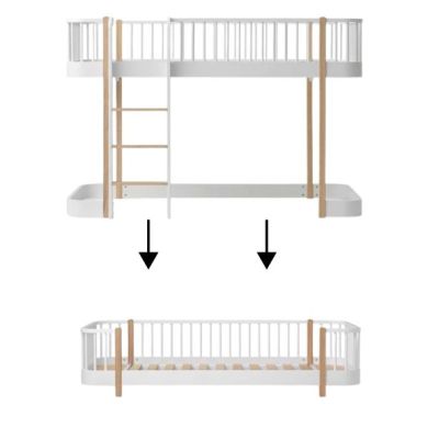 Wood Conversion Kit – Low loft bed (138 cm) to Floor Day Bed - White / Oak