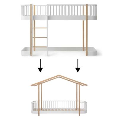 Wood Conversion Kit – Low loft bed (138 cm) to House Bed - White / Oak