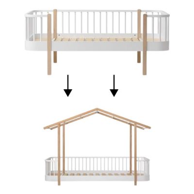 Wood Conversion Kit – Single bed to House Bed - White / Oak